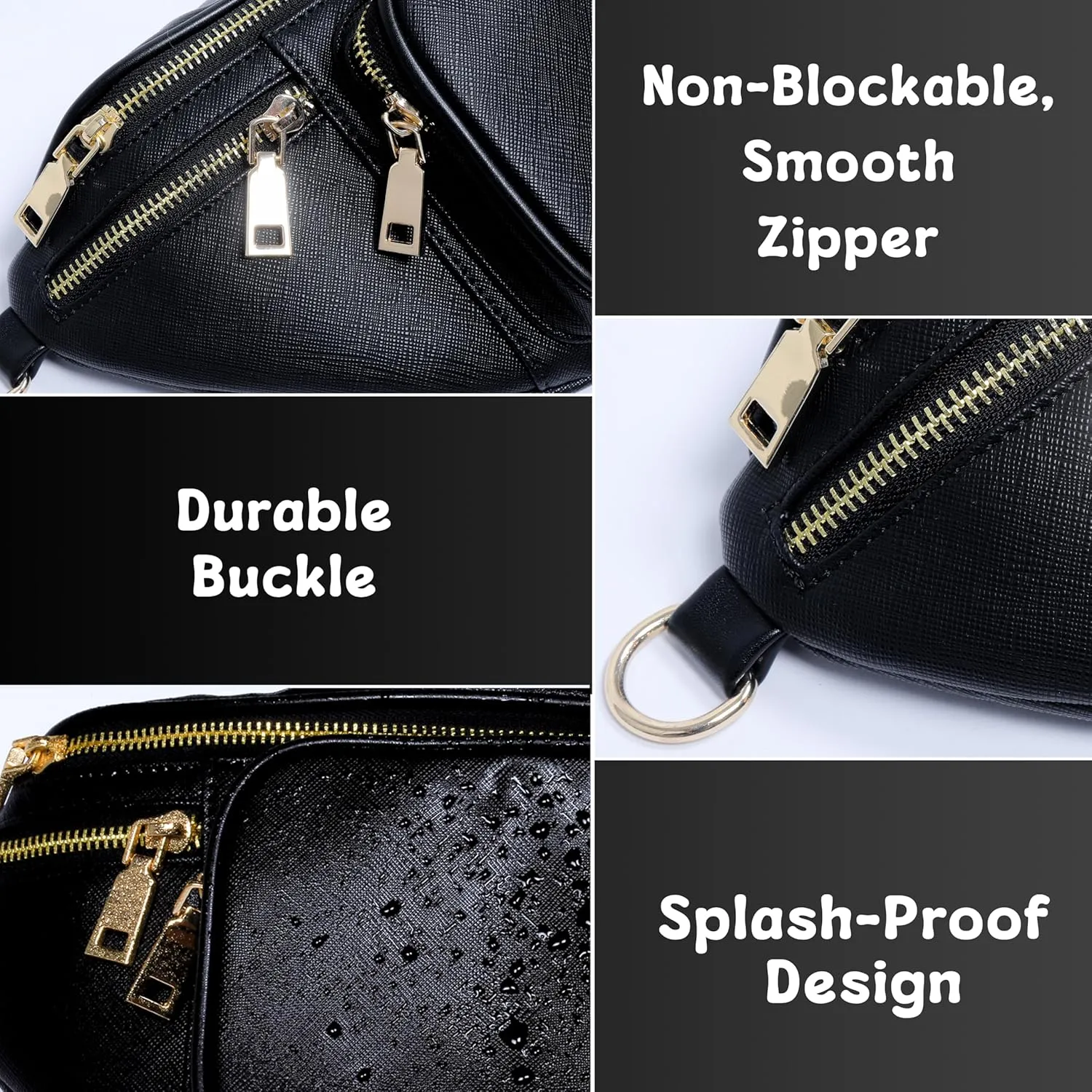 SALMA Leather Crossbody Sling Bag Trendy Crossbody Bag for Women Men Bulky and Hands-Free Fanny Pack in Black Color