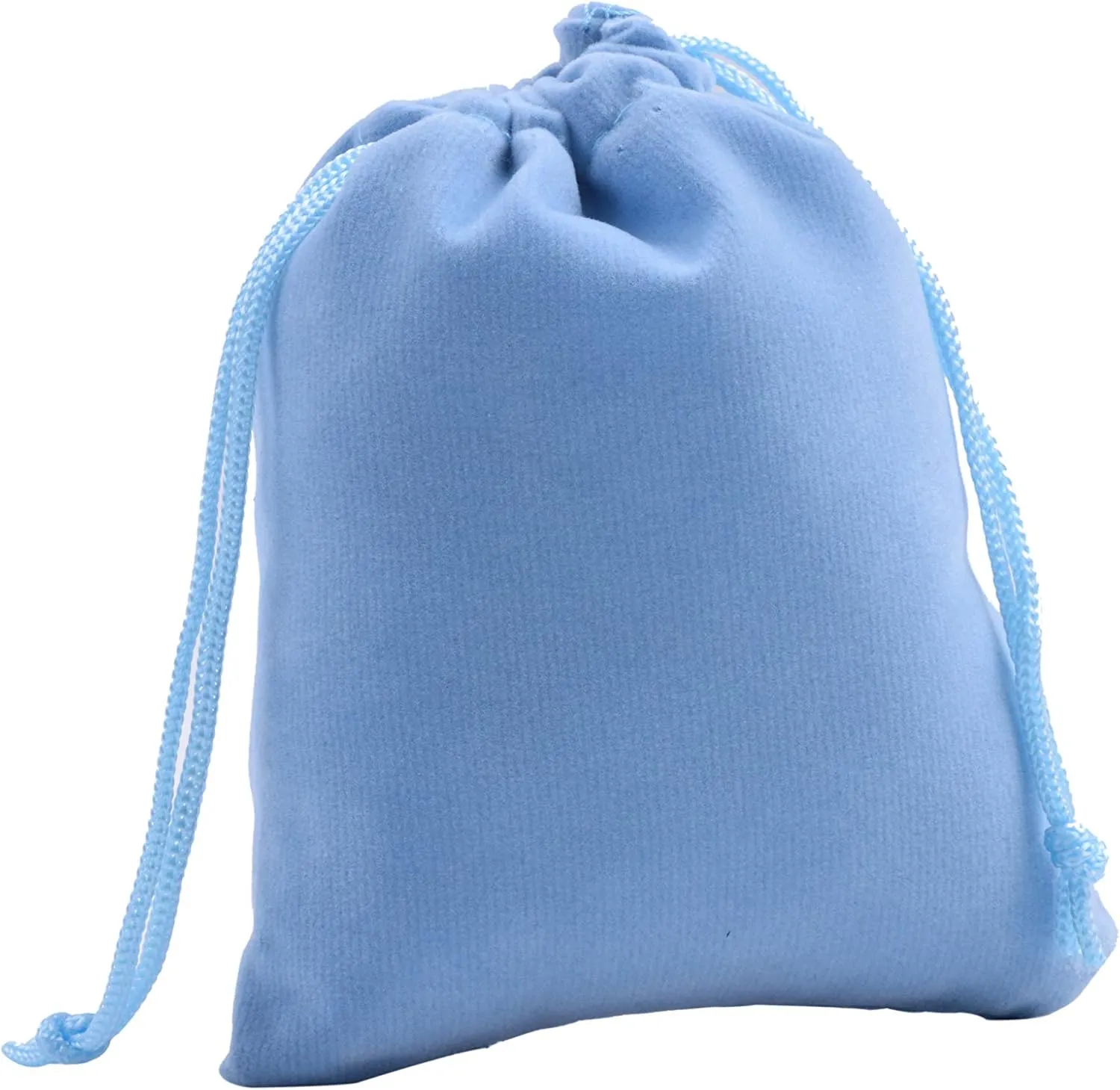 Sansam 50pcs Sky Blue Drawstrings Velvet Bags for Jewelry, Gift, Wedding Favors, Candy Bags, Party Favors, 4.0x4.8''
