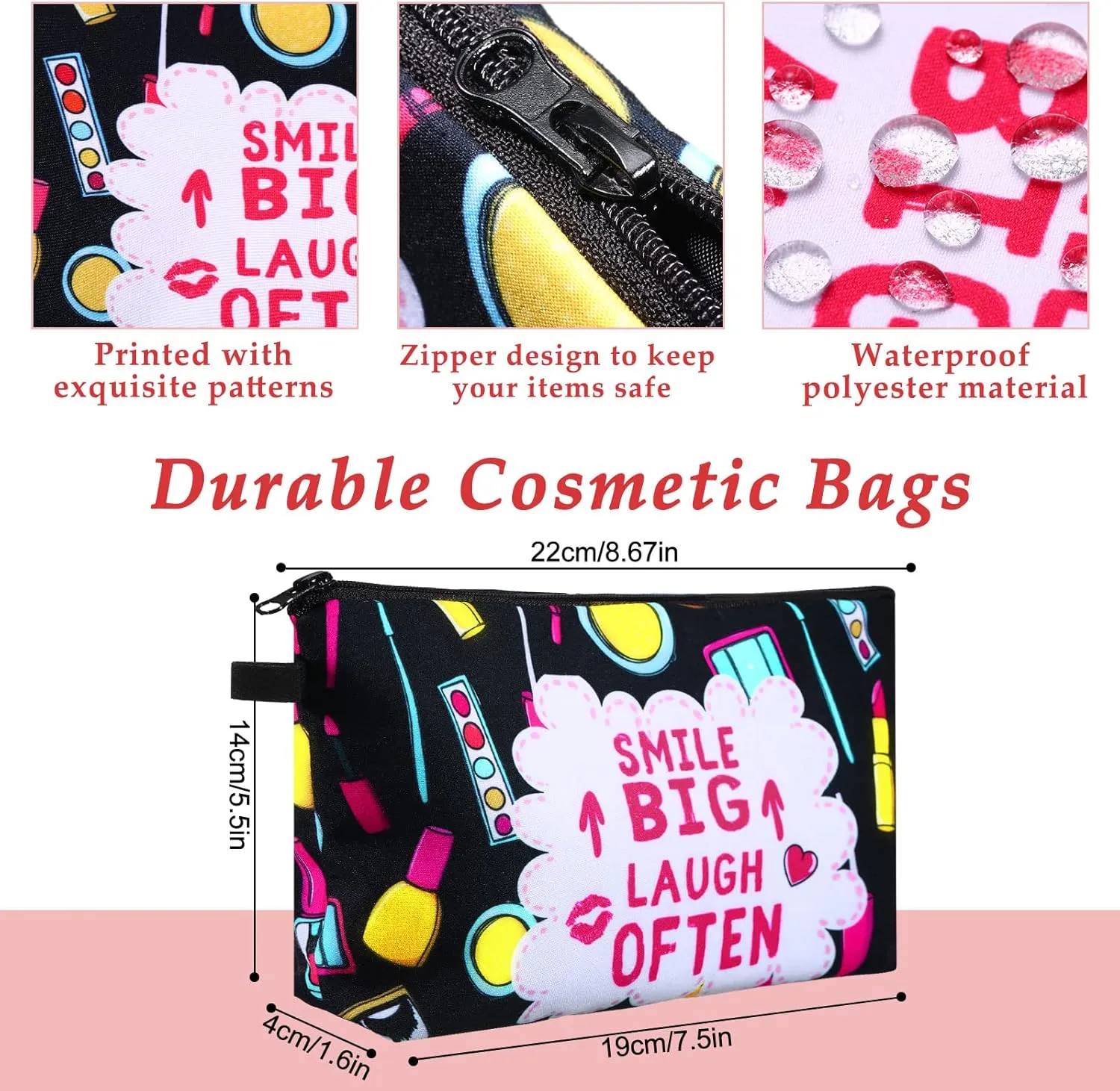 Sanwuta 12 Pieces Cosmetic Makeup Bags Printed Roomy Toiletry Waterproof Beauty Bag Organizer Pouches with Zipper Makeup Accessories for Women(Love Style)