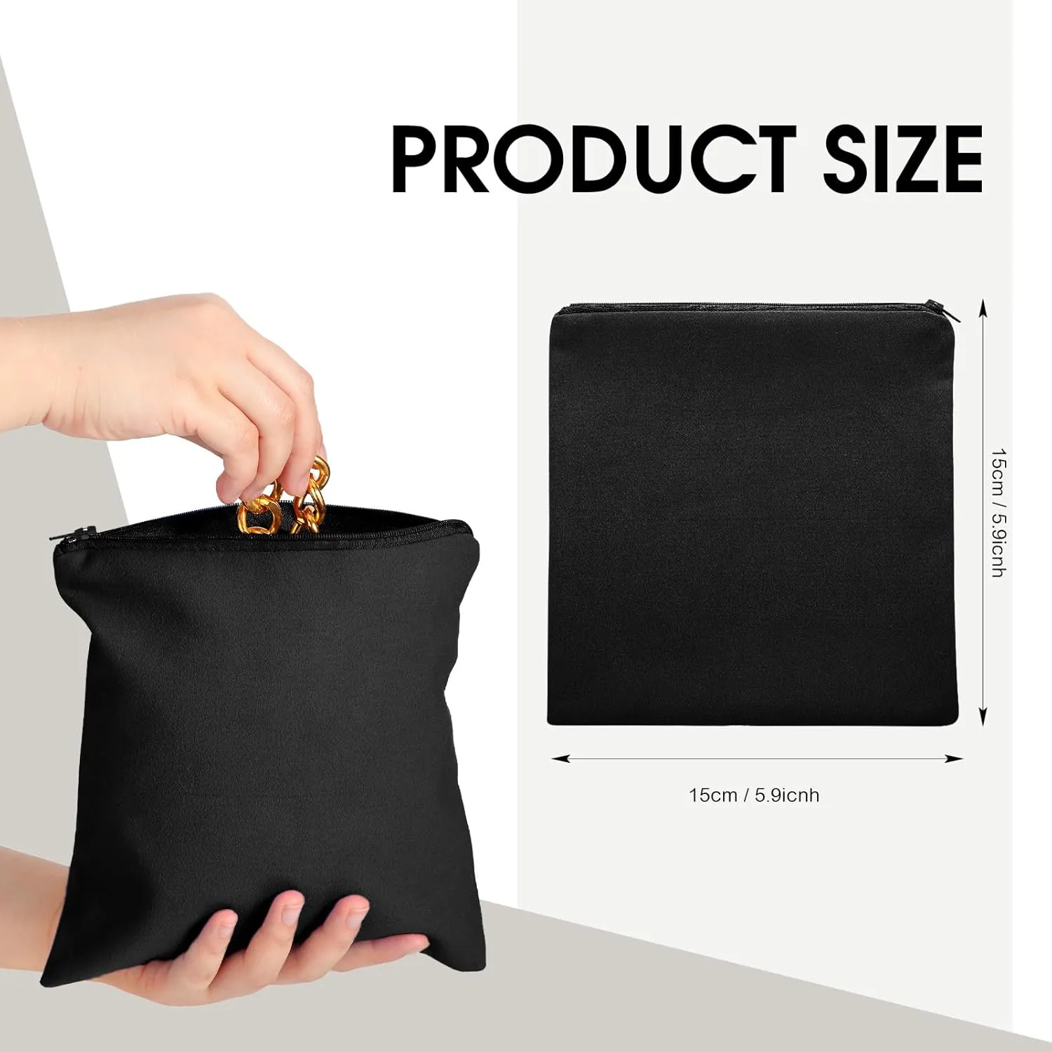 Sanwuta 8 Pcs Zippered Silver Storage Bags Anti Tarnish Silver Pouches Keeper Jewelry Storage Protector Bags(5.9 x 5.9 Inch,Black)