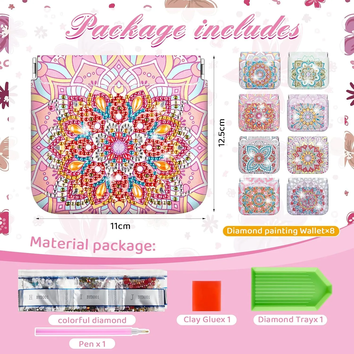 Sanwuta Mandala DIY Diamond Painting Coin Purse Holder Makeup Bags Bulk Cosmetic Wallet Diamond Painting Kits Pocket