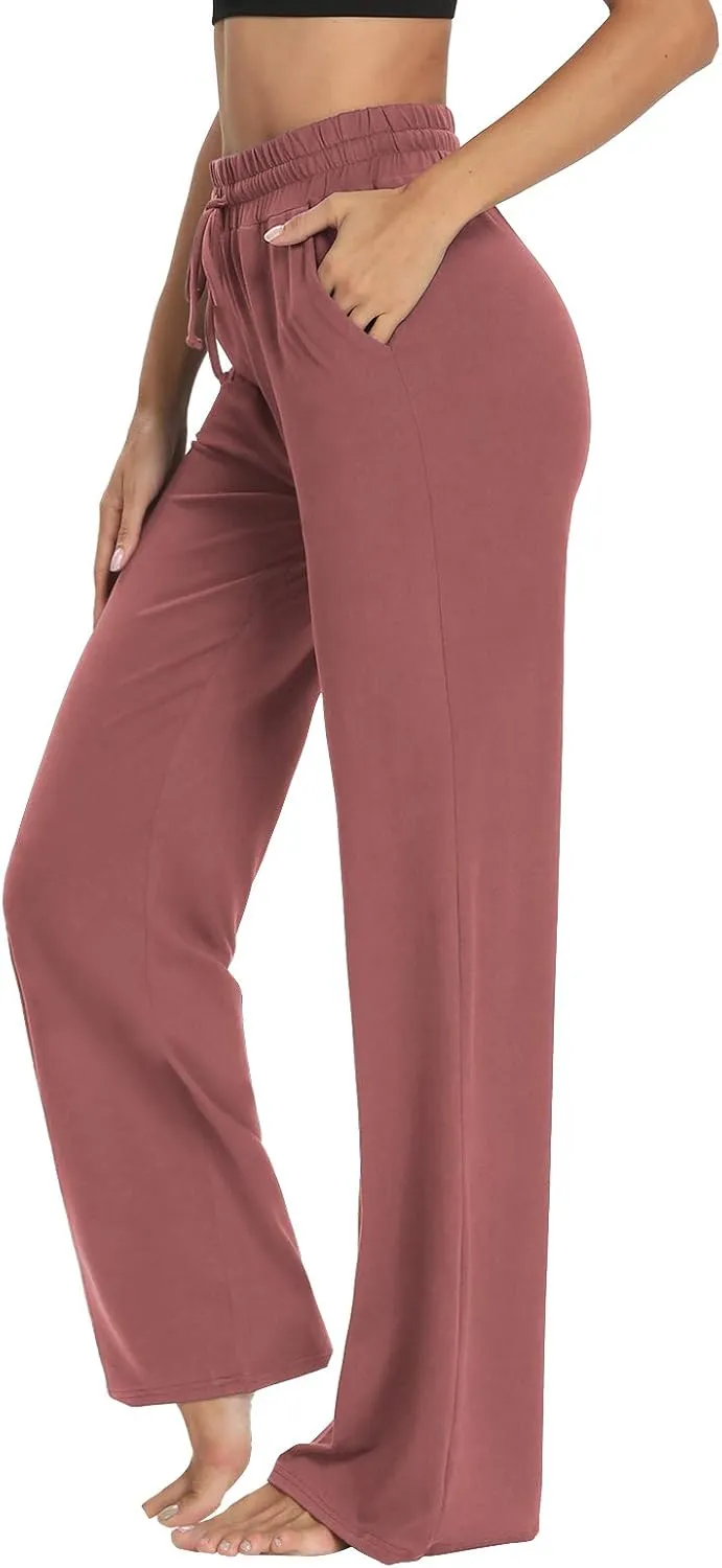 Sarin Mathews Womens Yoga Sweatpants Wide Leg High Waisted Lounge Pajamas Pants Comfy Workout Loose Pants with Pockets
