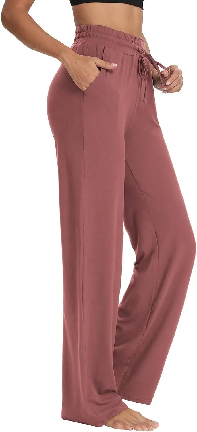 Sarin Mathews Womens Yoga Sweatpants Wide Leg High Waisted Lounge Pajamas Pants Comfy Workout Loose Pants with Pockets