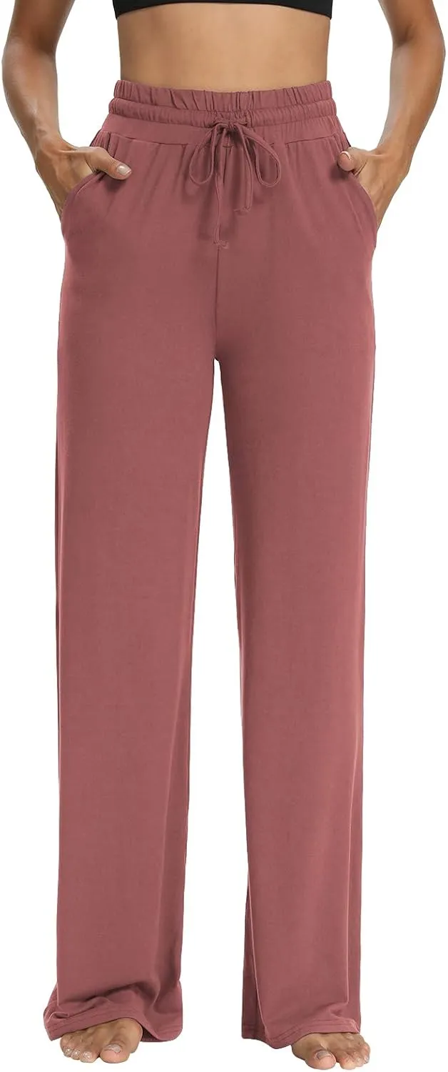 Sarin Mathews Womens Yoga Sweatpants Wide Leg High Waisted Lounge Pajamas Pants Comfy Workout Loose Pants with Pockets