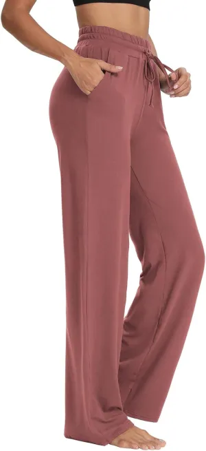 Sarin Mathews Womens Yoga Sweatpants Wide Leg High Waisted Lounge Pajamas Pants Comfy Workout Loose Pants with Pockets