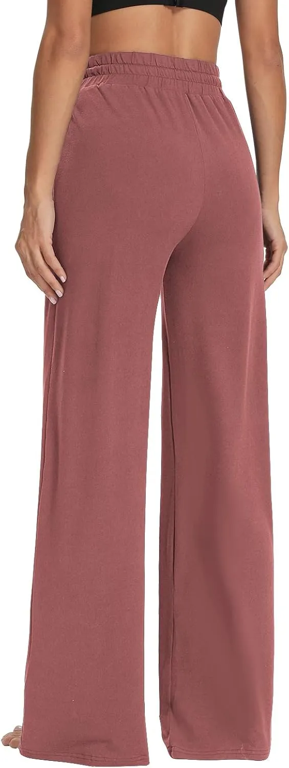 Sarin Mathews Womens Yoga Sweatpants Wide Leg High Waisted Lounge Pajamas Pants Comfy Workout Loose Pants with Pockets