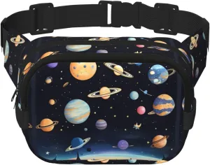 Saturn Jupiter Earth print Crossbody Bag Unisex - Square Double Layer Waist Bag Everywhere Fanny Pack Purse with Adjustable Strap