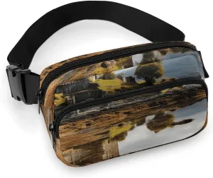 Scotland Castle Water Lake Scottish Waist Bag for for Women Cross Body Bag for Men Lightweight Belt Bag for Travel Sports