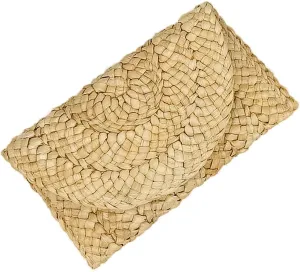 SEADEAR Freie Liebe Straw Clutch Purses for Women Retro Straw Woven Handbag Summer Evening Bag with Circular Boho Beach Summer Tote Purse