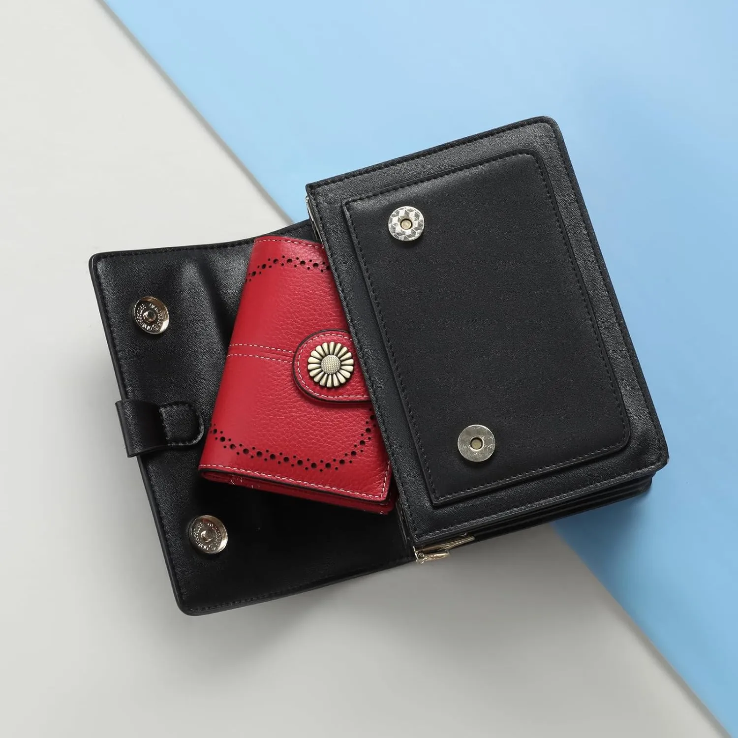 SENDEFN Small Wallets for Woman RFID Blocking Leather Bifold Credit Card Holder Purse with ID Window