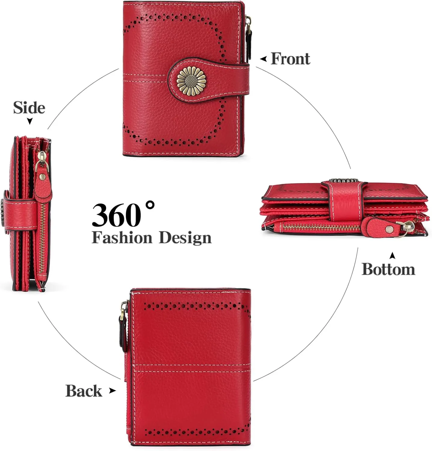 SENDEFN Small Wallets for Woman RFID Blocking Leather Bifold Credit Card Holder Purse with ID Window