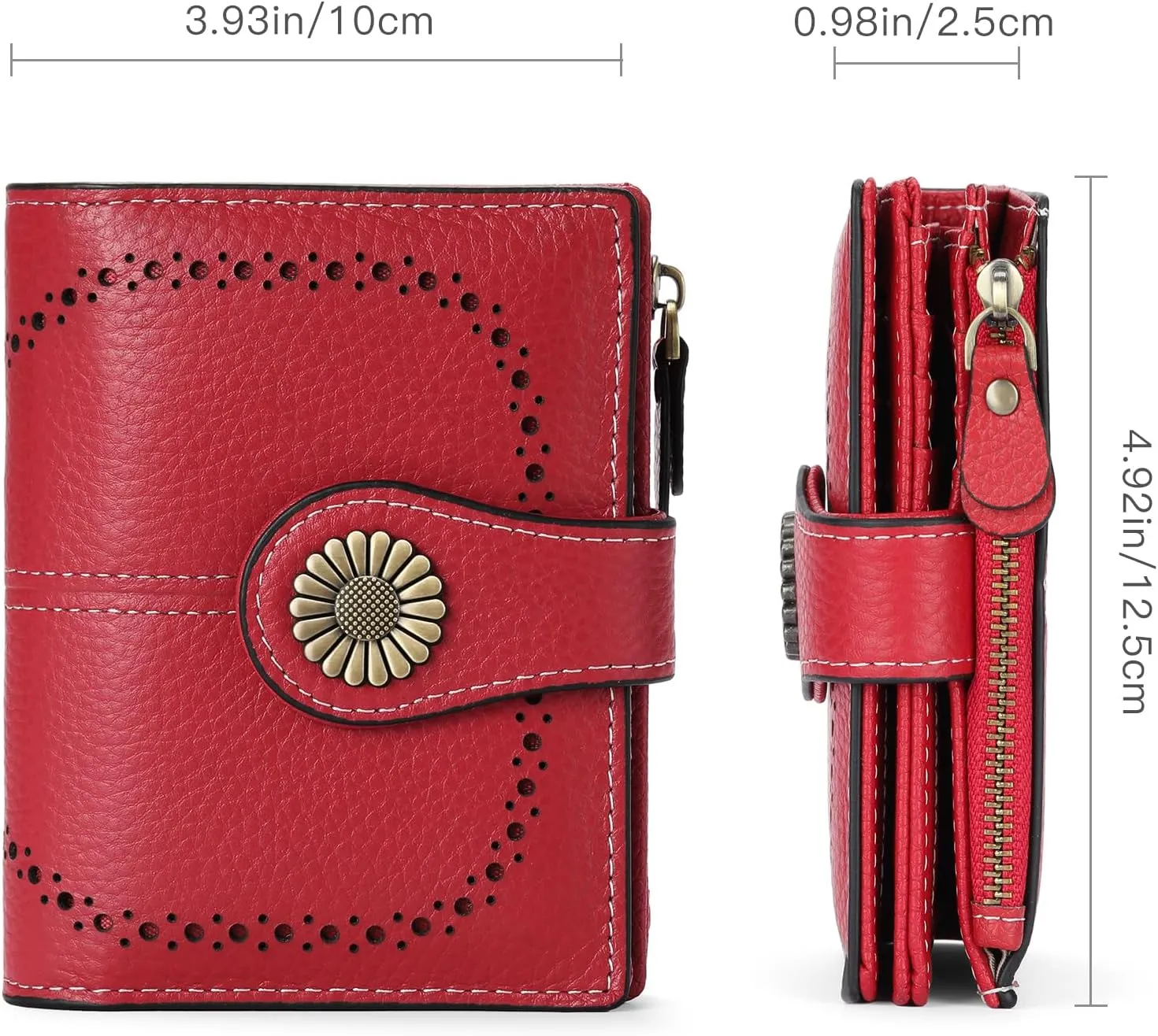 SENDEFN Small Wallets for Woman RFID Blocking Leather Bifold Credit Card Holder Purse with ID Window