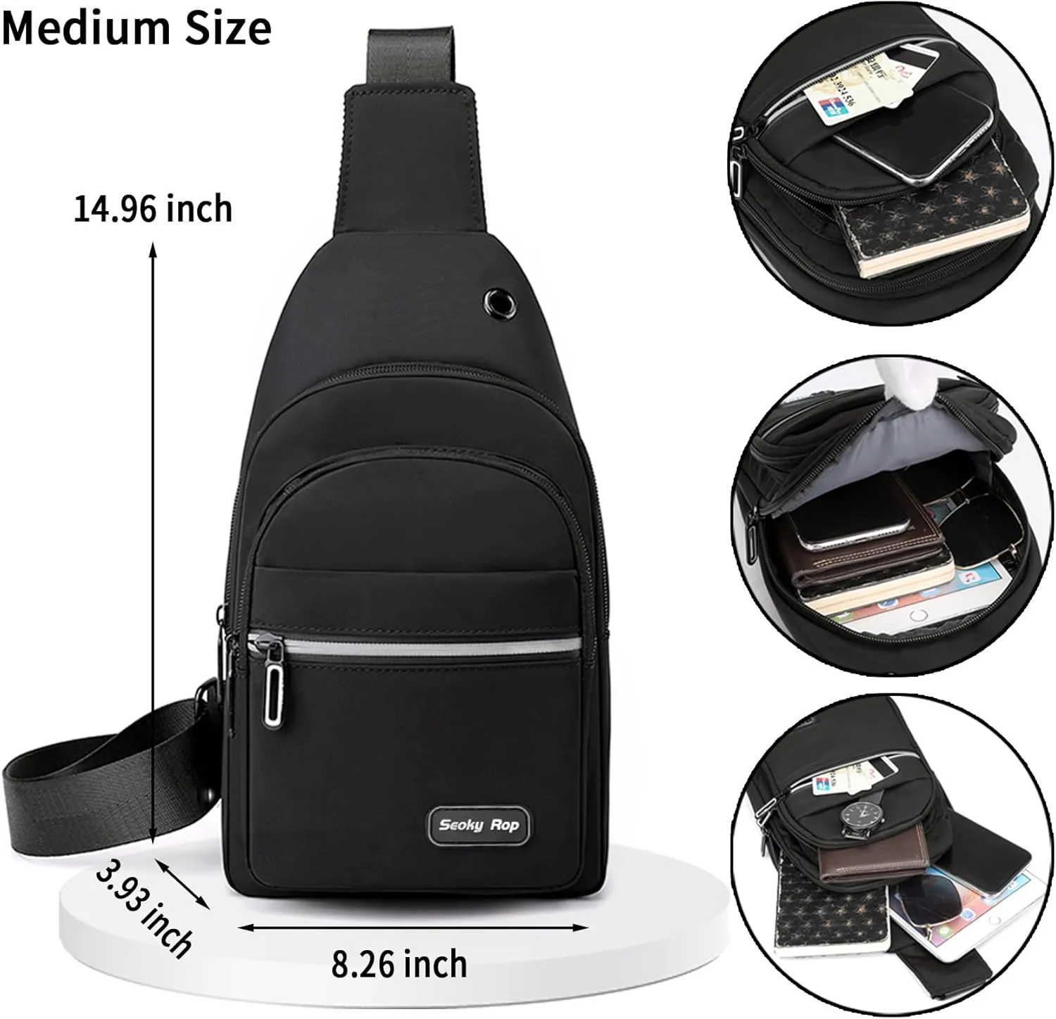 Seoky Rop Sling Bag Crossbody Backpack for Men Women Multipurpose Chest Shoulder Bag for Travel Hiking Daypack Green