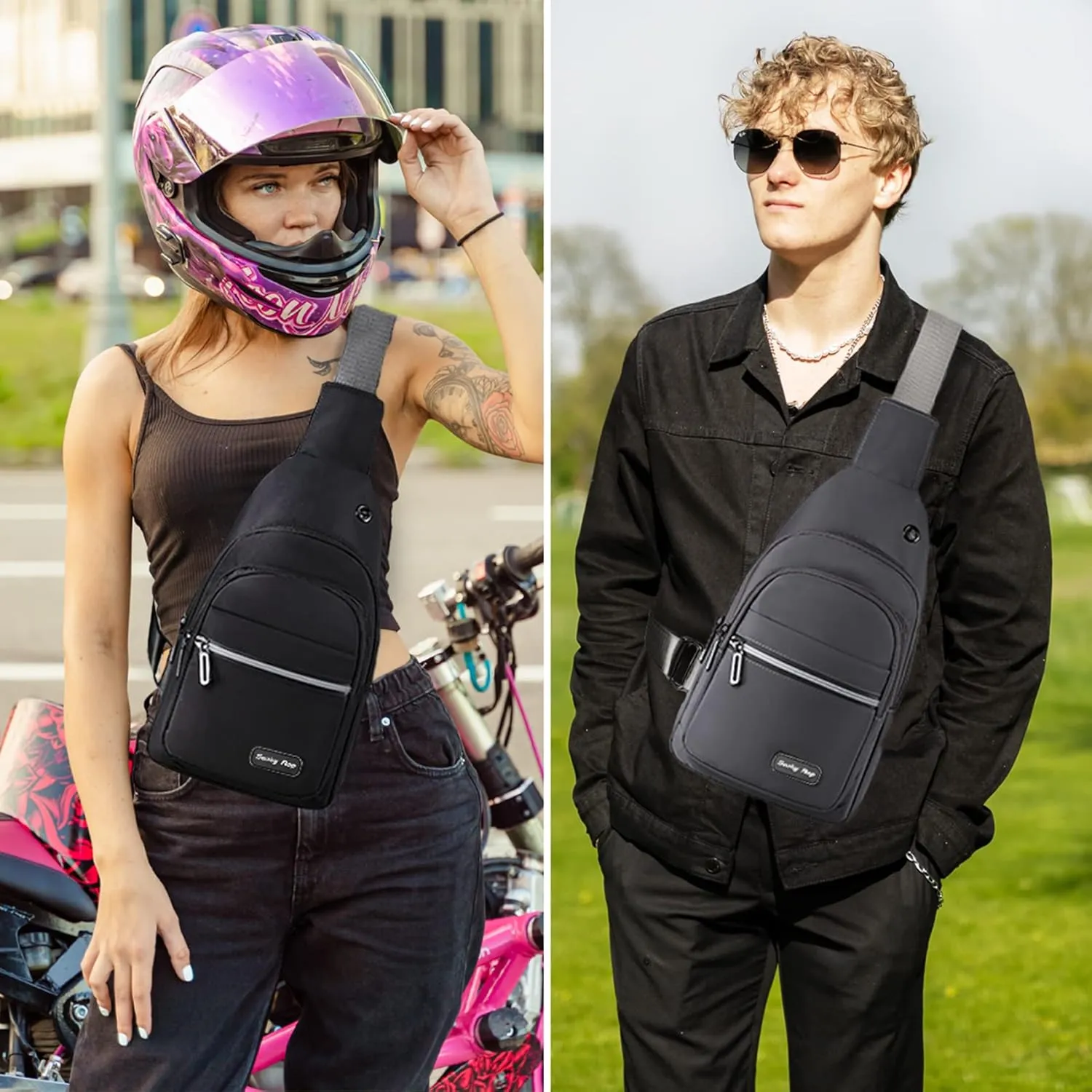 Seoky Rop Sling Bag Crossbody Backpack for Men Women Multipurpose Chest Shoulder Bag for Travel Hiking Daypack Green