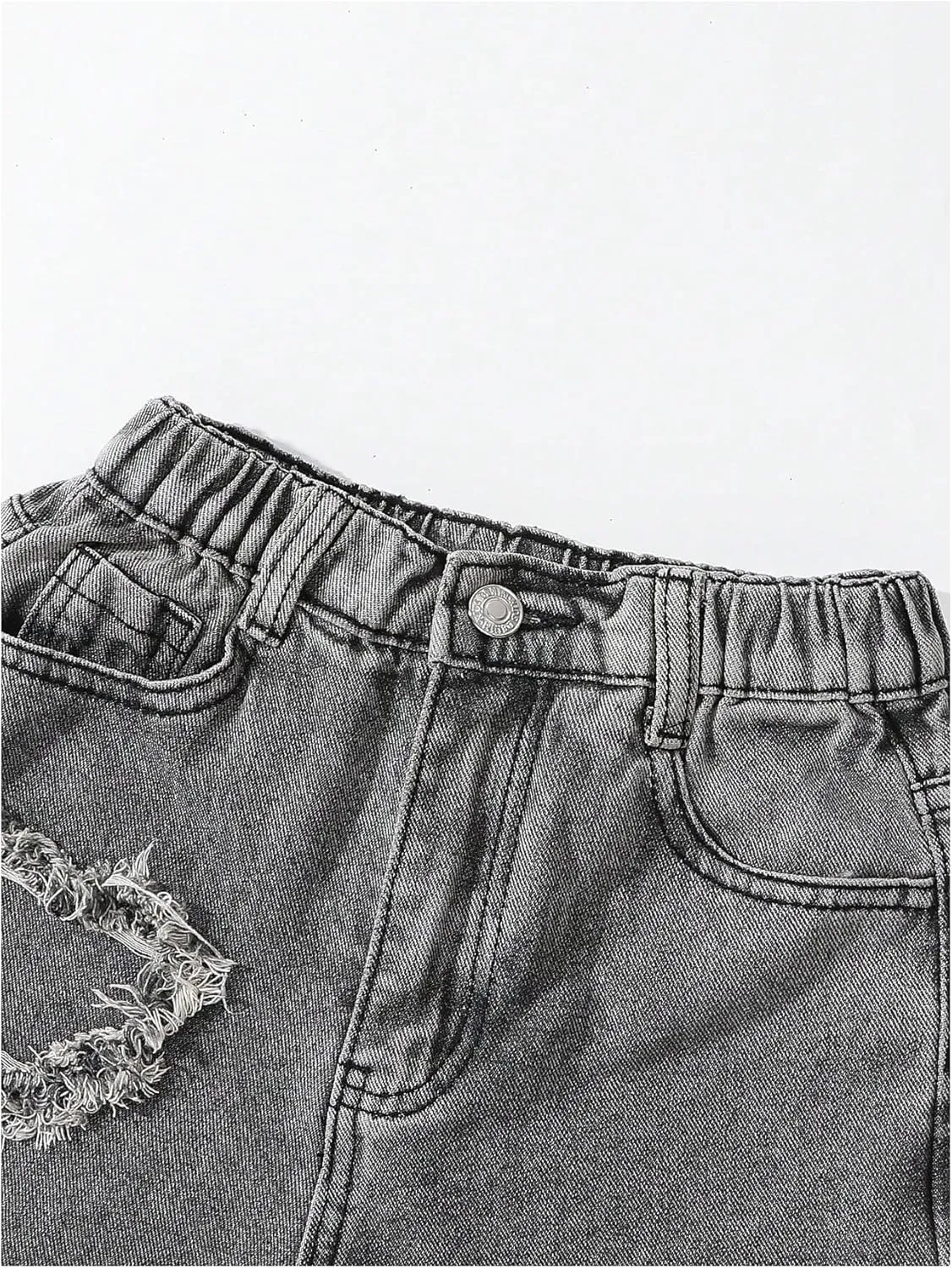SHENHE Girl's Y2K Heart Applique Elastic High Waist Jeans Wide Leg Loose Denim Pants