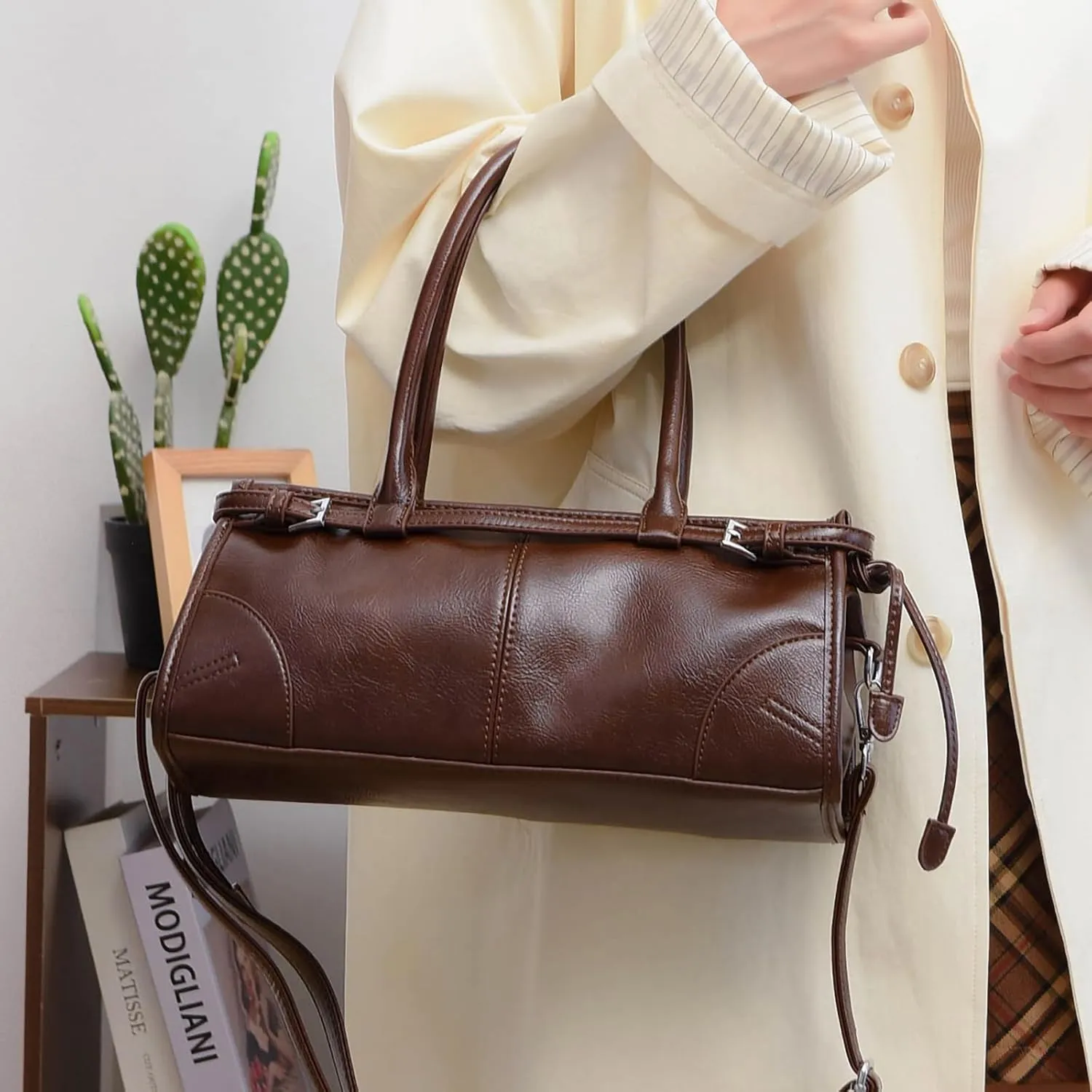 Shoulder Purse PU Leather Handbag for Women Top Handle Bag Satchel Purses