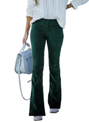 Sidefeel Women's Corduroy Flare Pants Elastic Waist Bell Bottom Trousers 2024 Women Fashions
