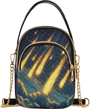 Sky Full Of Meteors Women Trendy Quilted Crossbody Bag Sling Bags Handbags with Chain Strap Travel Cross Body Cell Phone Purses Bags