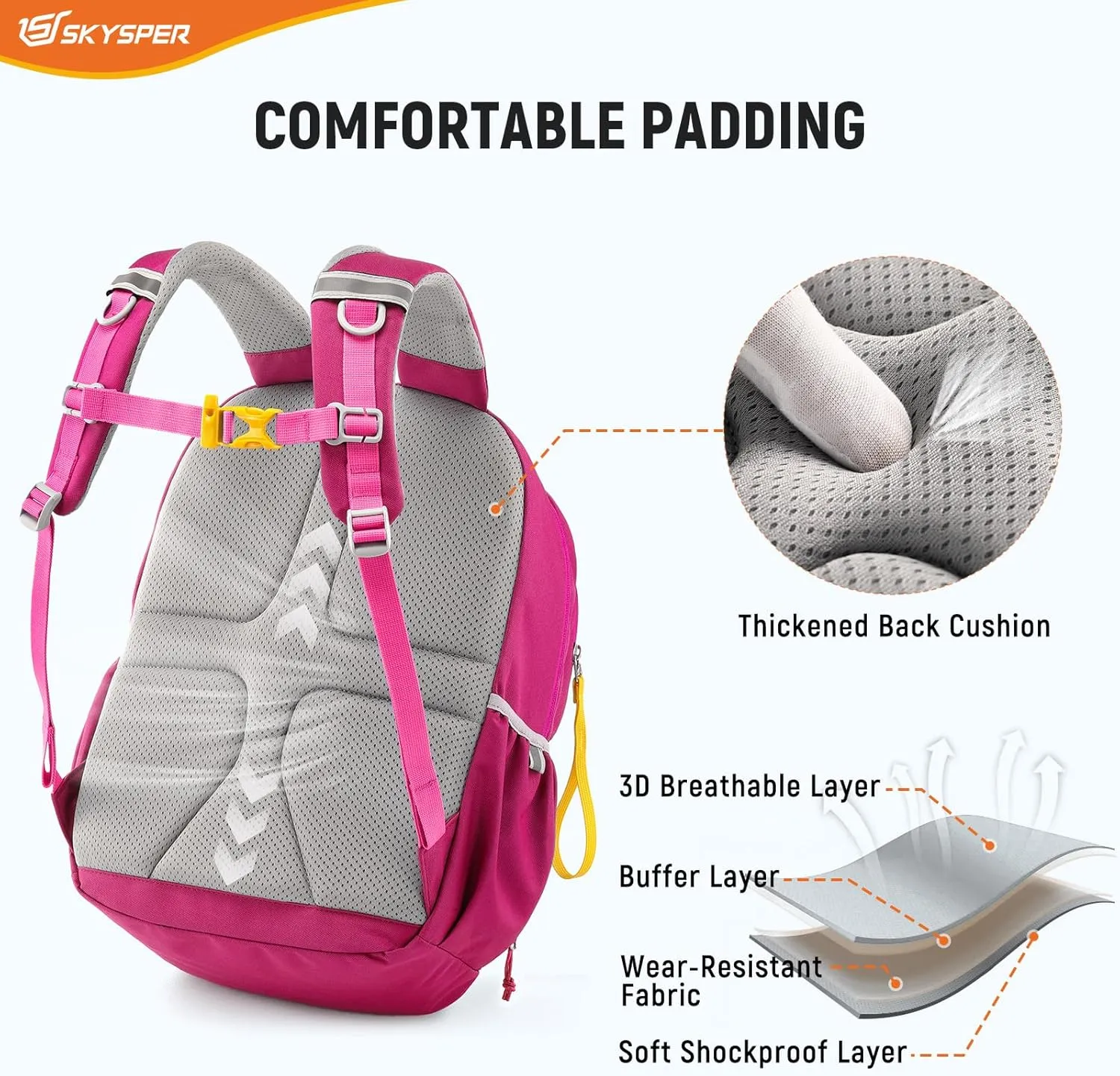 SKYSPER Kids Backpack for School 15" H Kindergarten Elementary Bookbag Children Travel Daypack for Camping