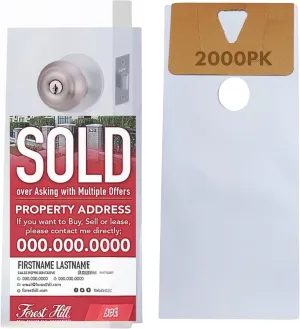 Skywin Door Hanger Bags 6 x 12 inches - Clear Door Hanger Bags Protects Flyers, Brochures, Notices, Printed Materials - Waterproof and Secure Door Knob Hanger for Outdoor Use (2000)