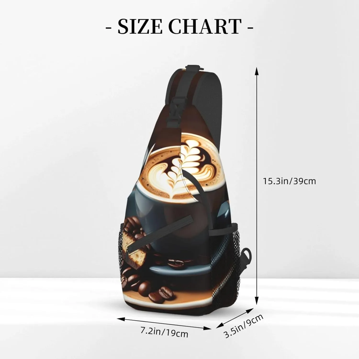 Sling Backpack,Men Cross Chest Bag Diagonally,Durable Adjustable Outdoor Cycling Travel Bag,Delicious Coffee Print