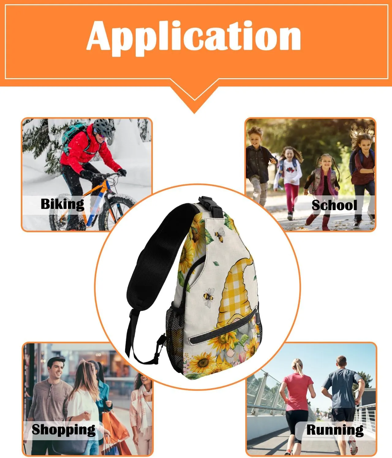 Sling Bag Crossbody Bag for Women Men Waterproof Hiking Backpack Lightweight Chest Shoulder Bag Daypack for Travel