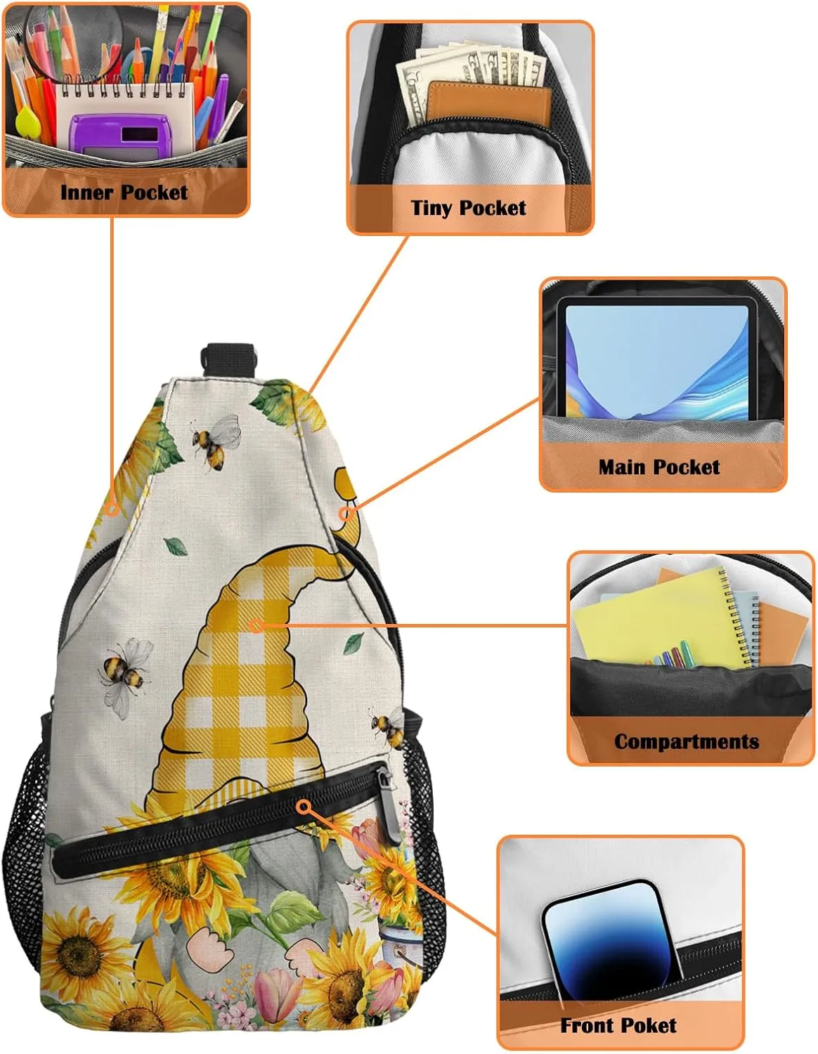 Sling Bag Crossbody Bag for Women Men Waterproof Hiking Backpack Lightweight Chest Shoulder Bag Daypack for Travel