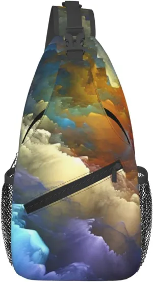 Sling Bag Crossbody Sling Backpack for Men Women Abstract colorful cloud layer Cross Chest Bag Travel Hiking Daypack