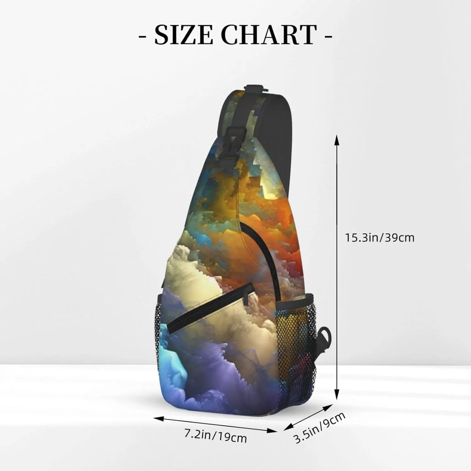 Sling Bag Crossbody Sling Backpack for Men Women Abstract colorful cloud layer Cross Chest Bag Travel Hiking Daypack