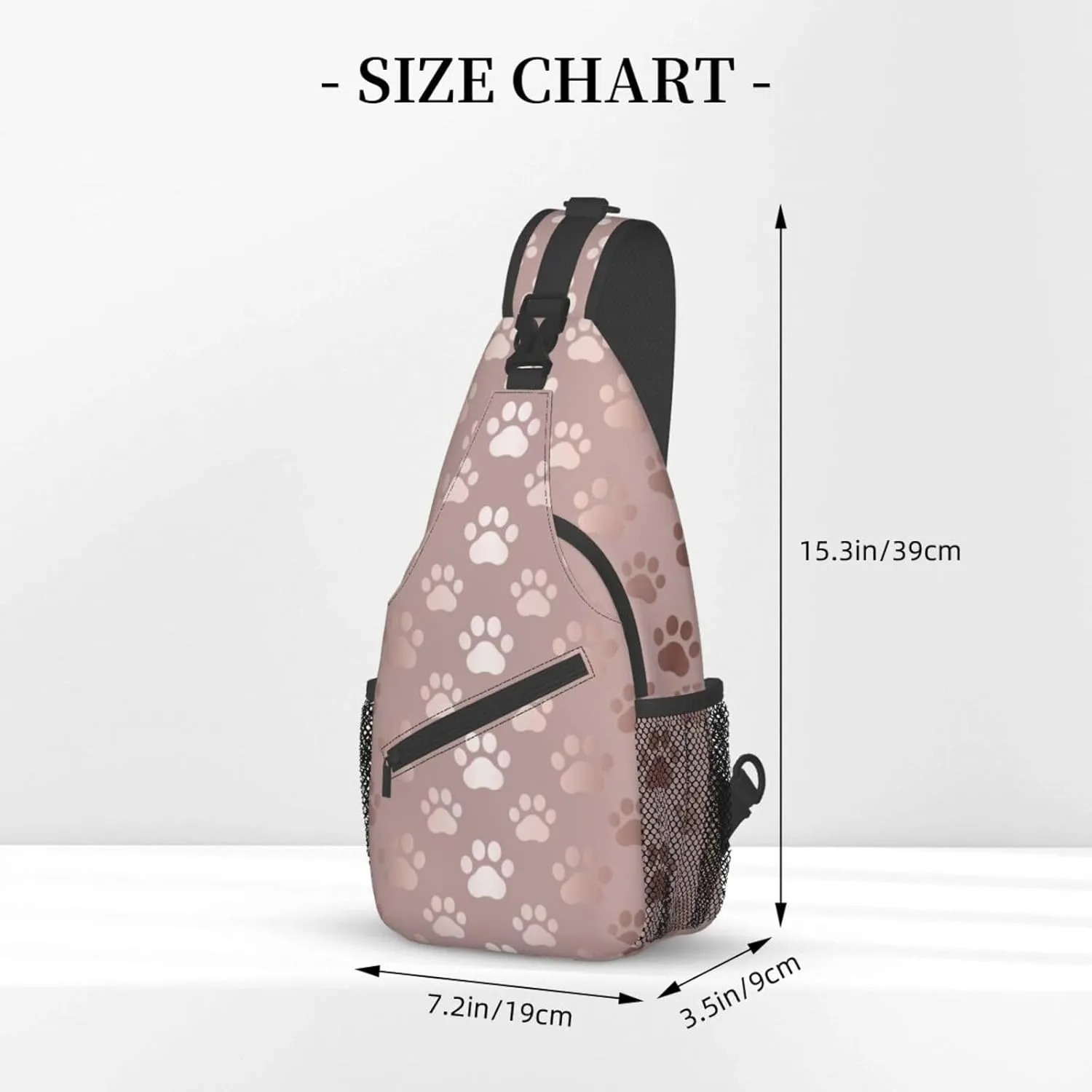 Sling Bag for Men Women Rose Gold Dog Paw Animal Print Crossbody Backpack Casual Hiking Daypack for Travel Sport Running Chest Bag