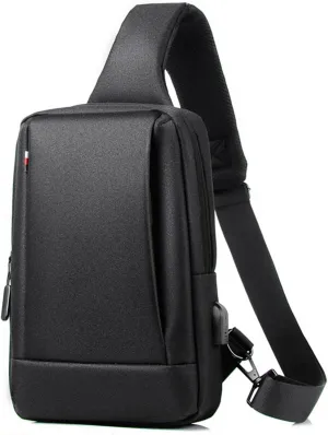 Sling Bag for Men,Shoulder Bag,Messenger Bag with USB Charging Port,Lightweight Crossbody Bag for Work Satchel
