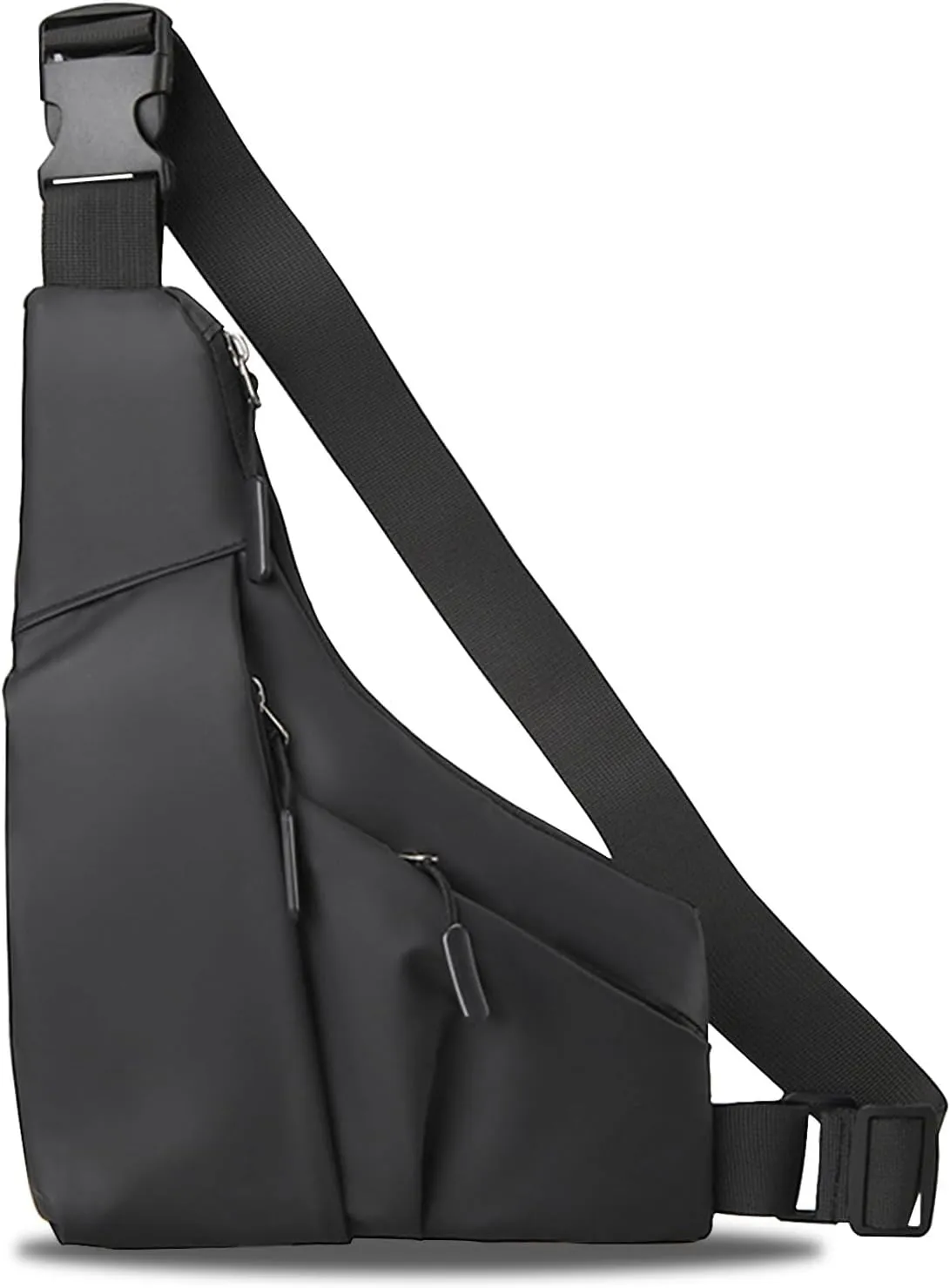 Sling Bag for Women Men, Anti Theft Crossbody Bag,Lightweight Small Leather Shoulder Bag Purse Adjustable Strap Waterproof Chest Bag for Casual Outdoor Sport Running Travel Backpack Black Fanny Pack