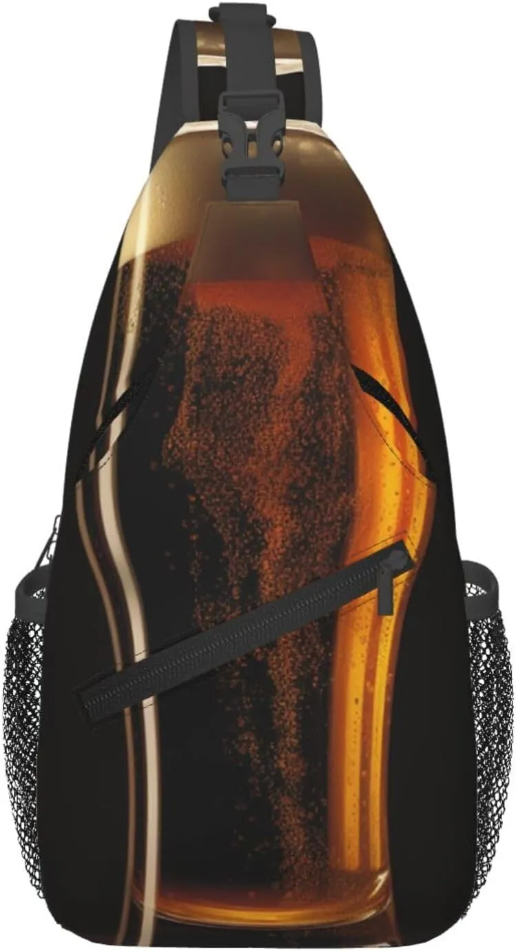 Sling Bag for Women Men Chest Bag Beer and glass Crossbody Bag Sling Backpack Fanny Packs Hiking Daypack for Travel