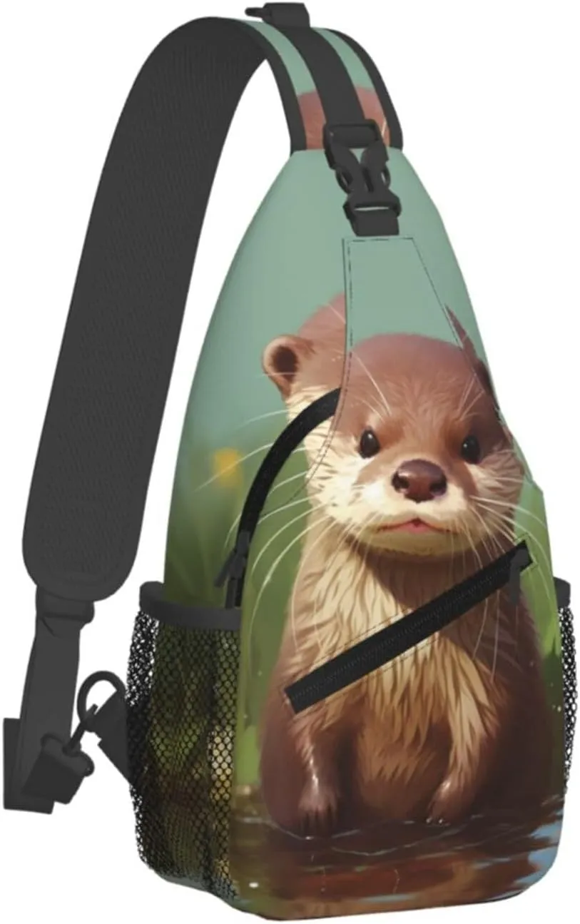 Sling Bag for Women Men Chest Bag Cute otter Crossbody Bag Small Sling Backpack Fanny Packs Hiking Daypack