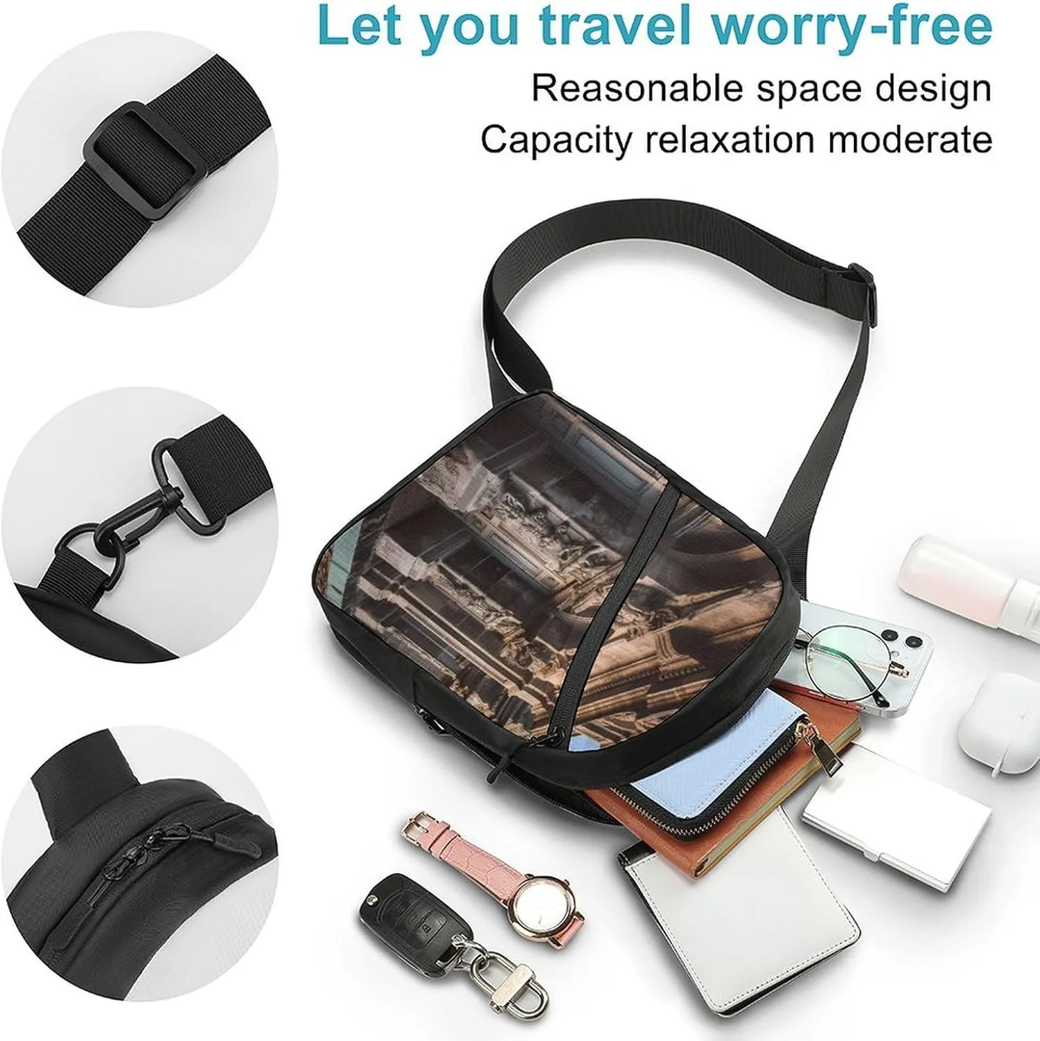 Sling Bag for Women Men Crossbody Sling Backpack Fruit And Spoon Chest Bags Shoulder Backpack Travel Hiking Daypack