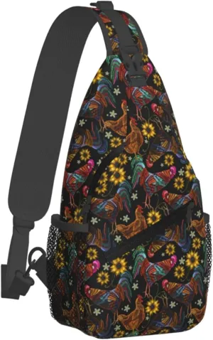 Sling Bag For Women Men Rooster Crossbody Backpack Sling Backpack For Travel Hiking Daypack Chest Bag
