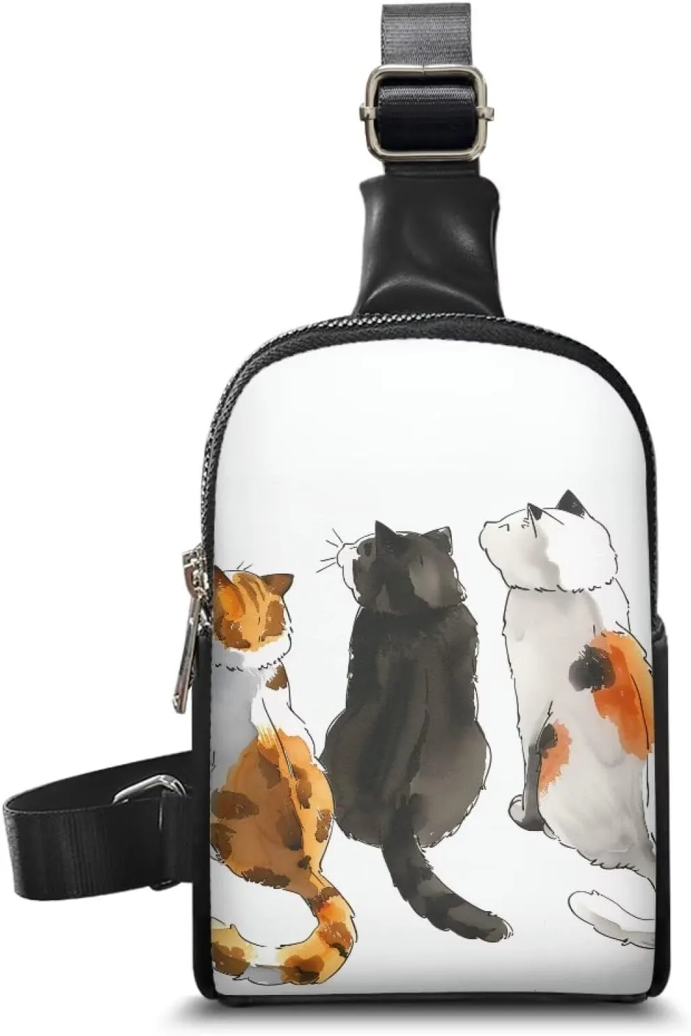 Sling Bag Womens PU Leather Crossbody Bag Chest Bag, Drawing Animals Sling Backpack for Running, Sport, Travel