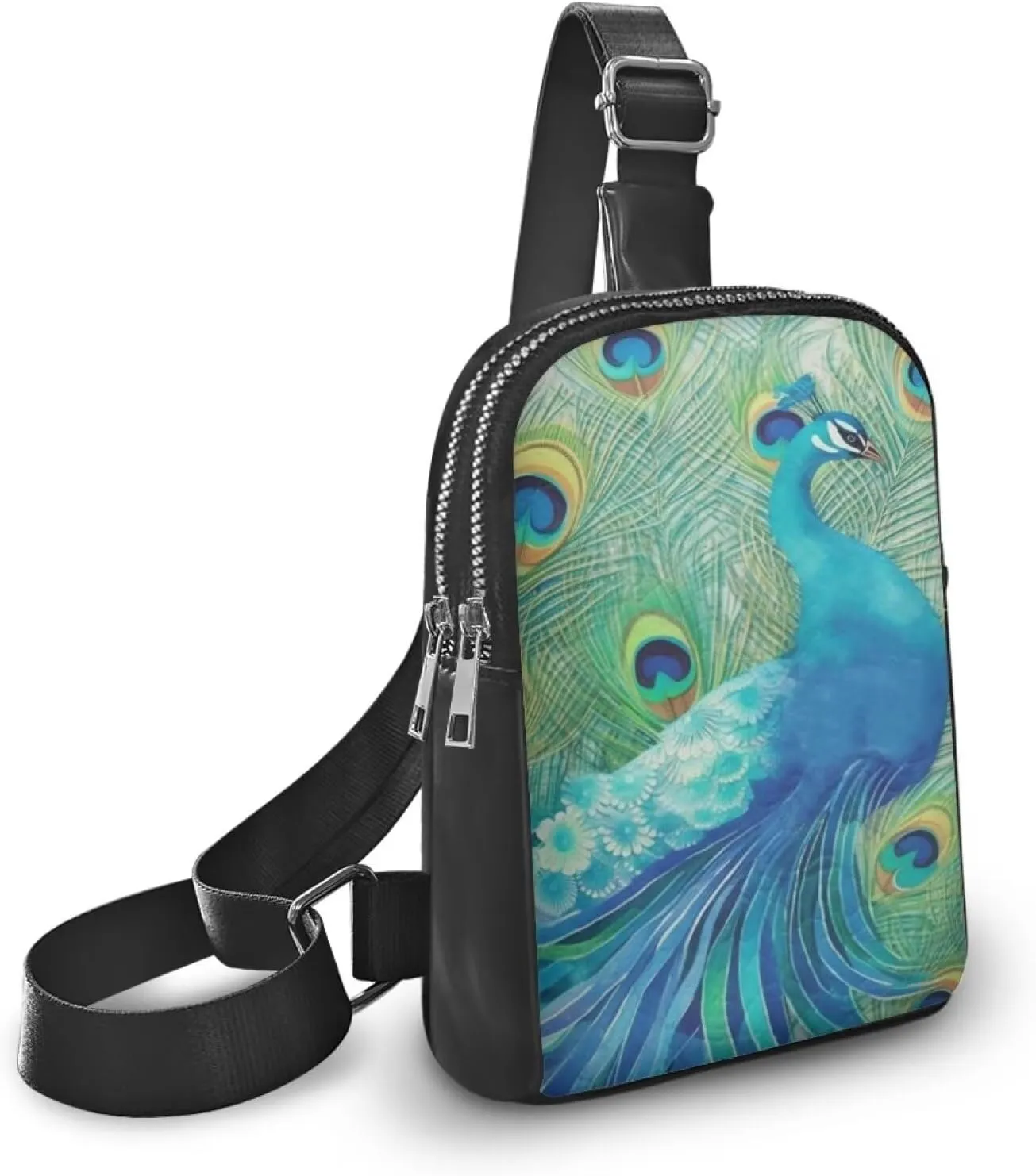 Sling Bag Womens PU Leather Crossbody Bag Chest Bag, Drawing Animals Sling Backpack for Running, Sport, Travel
