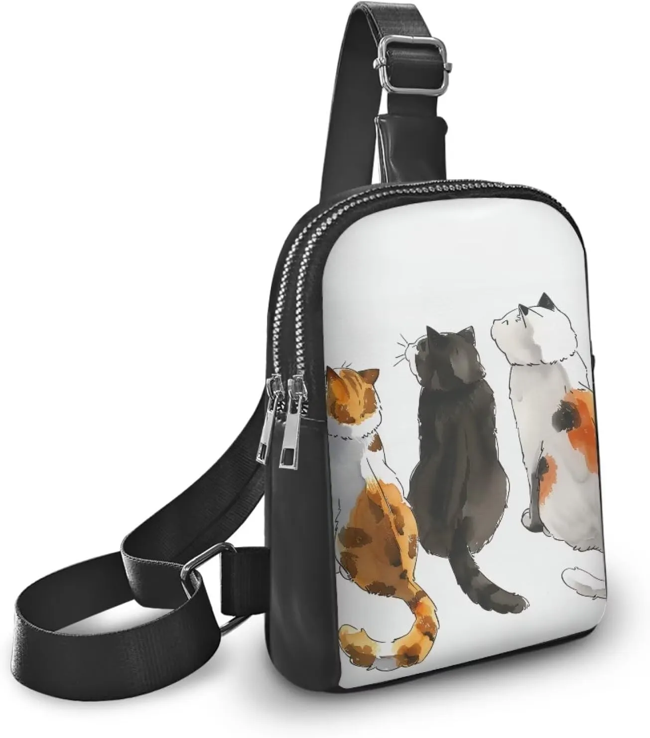 Sling Bag Womens PU Leather Crossbody Bag Chest Bag, Drawing Animals Sling Backpack for Running, Sport, Travel