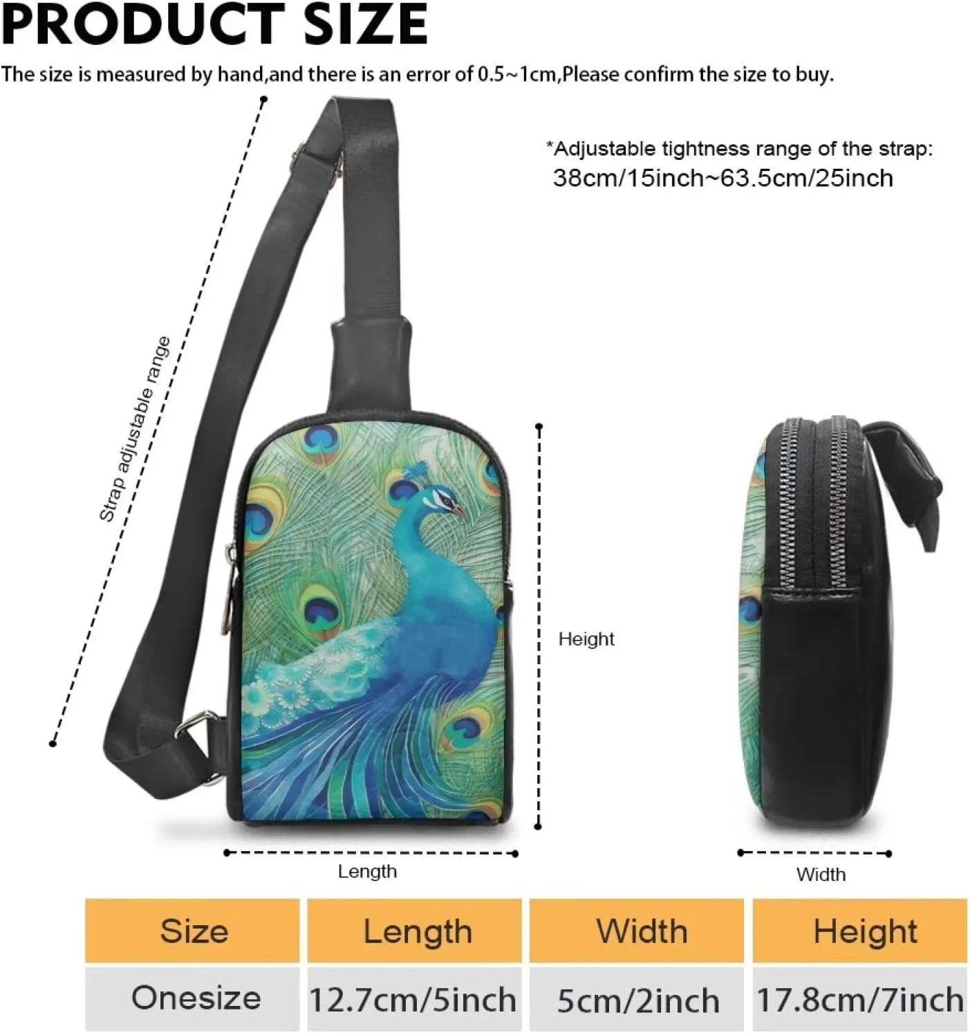 Sling Bag Womens PU Leather Crossbody Bag Chest Bag, Drawing Animals Sling Backpack for Running, Sport, Travel