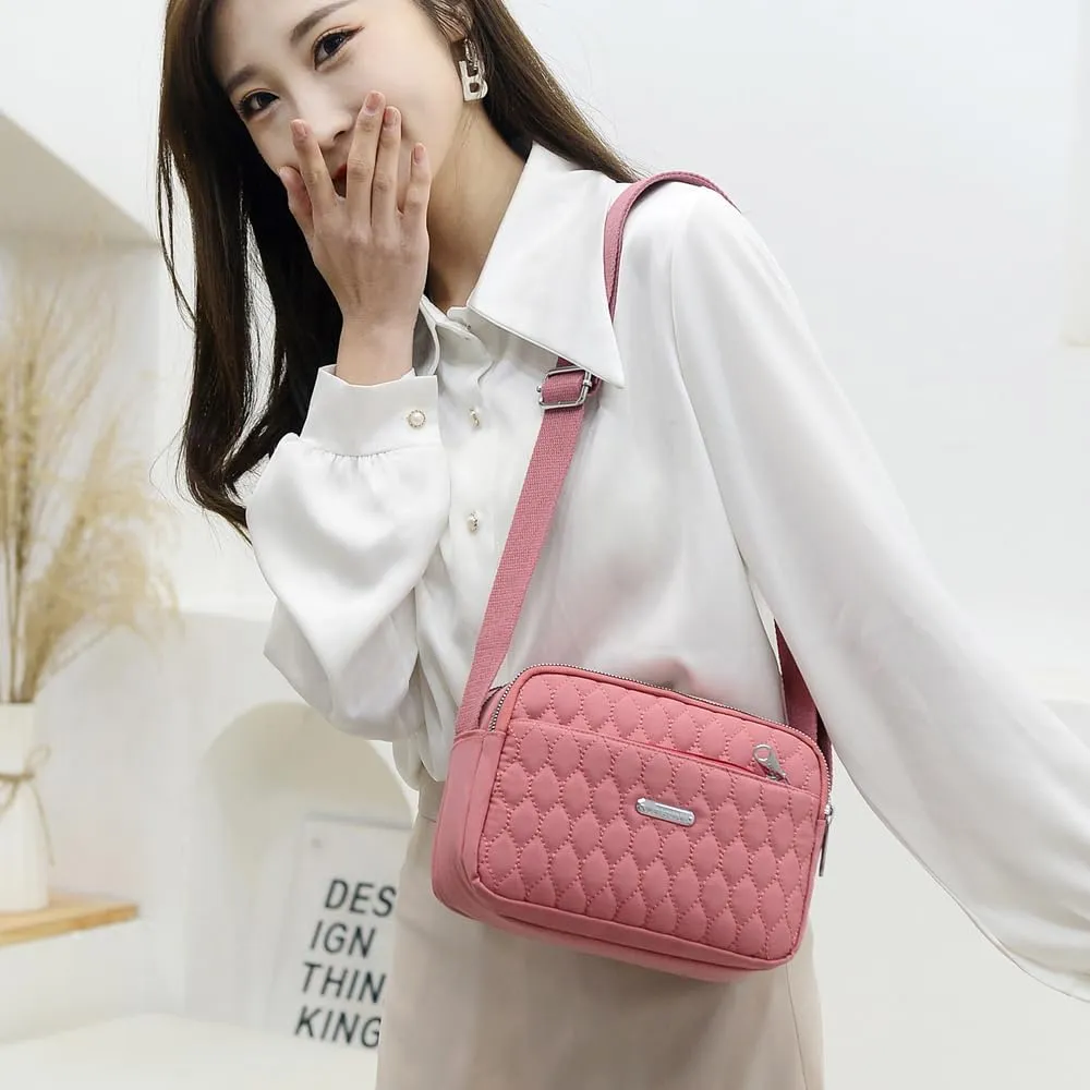 Small Crossbody Bags Quilted Purse Mini Light Nylon Cell Phone Cross Body Wallet for Women Ladies