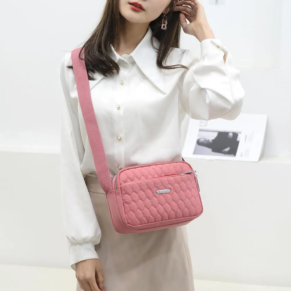 Small Crossbody Bags Quilted Purse Mini Light Nylon Cell Phone Cross Body Wallet for Women Ladies