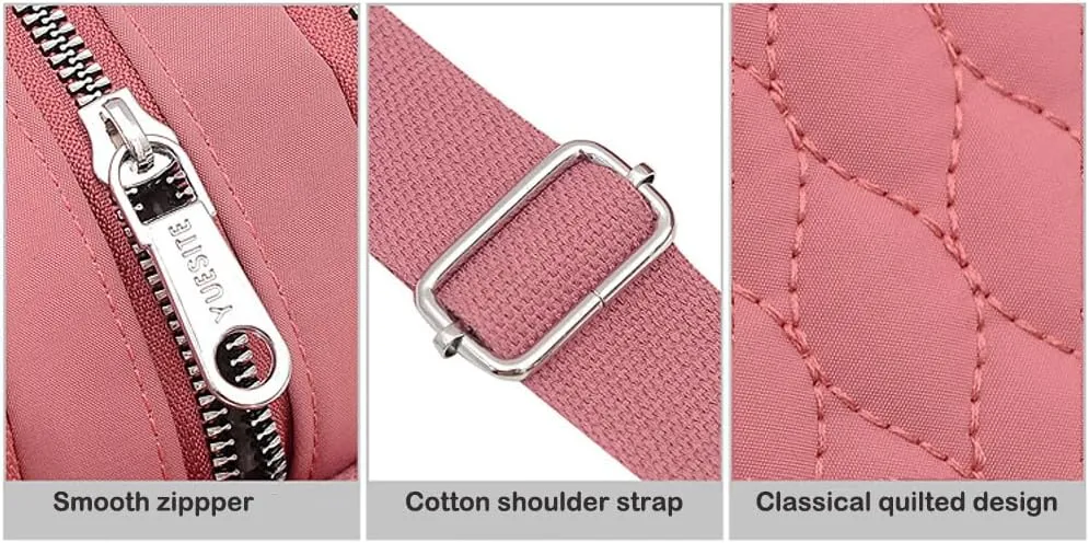 Small Crossbody Bags Quilted Purse Mini Light Nylon Cell Phone Cross Body Wallet for Women Ladies