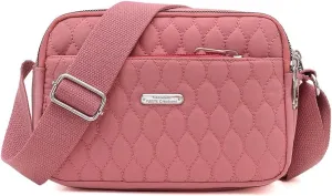 Small Crossbody Bags Quilted Purse Mini Light Nylon Cell Phone Cross Body Wallet for Women Ladies