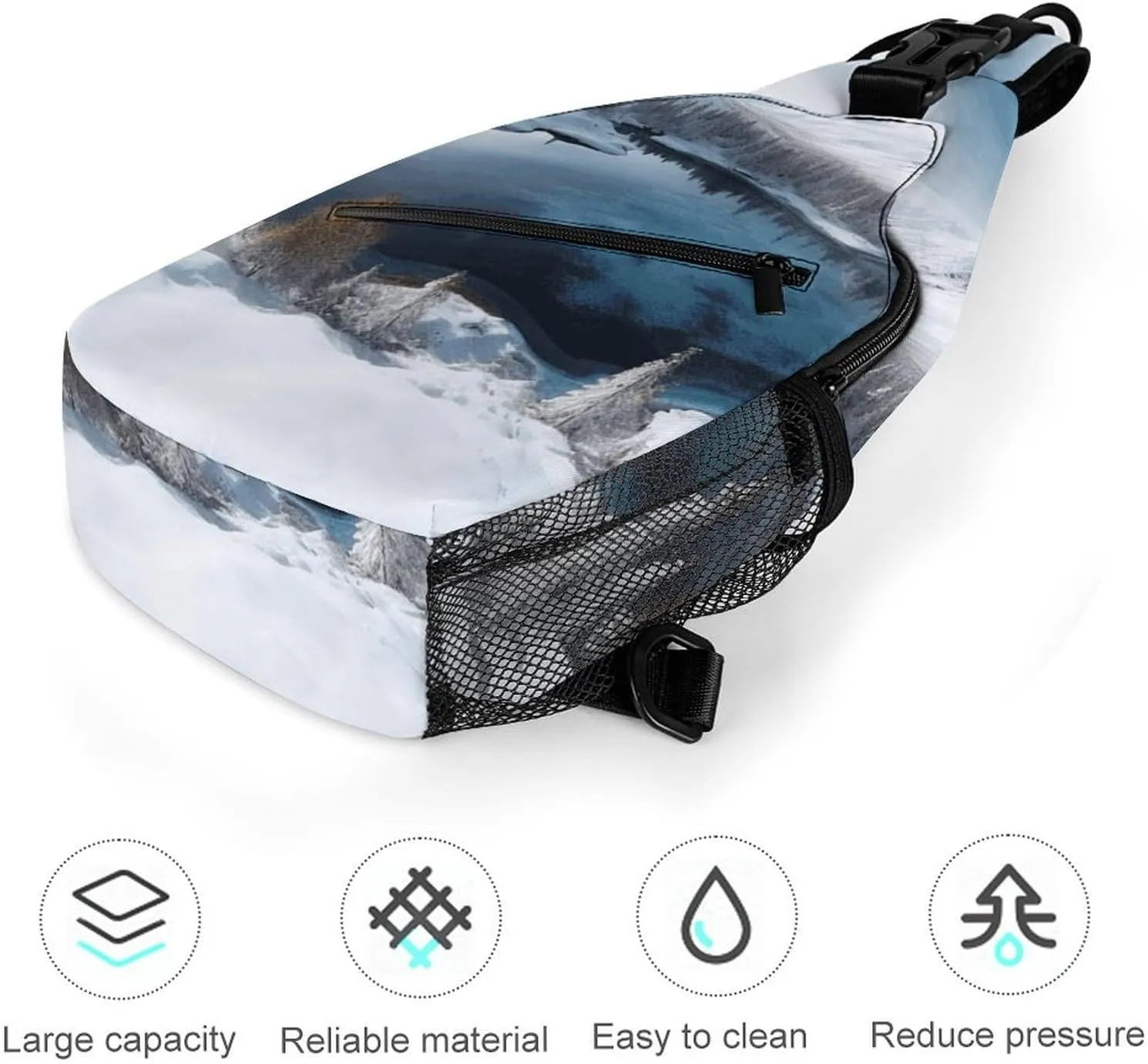 Small Crossbody Sling Backpack Winter Mountains Snow Scene Chest Bags for Traveling Chest Fashion Shoulder Bag