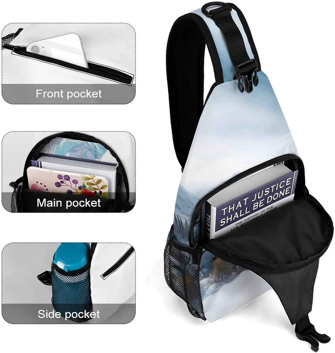 Small Crossbody Sling Backpack Winter Mountains Snow Scene Chest Bags for Traveling Chest Fashion Shoulder Bag