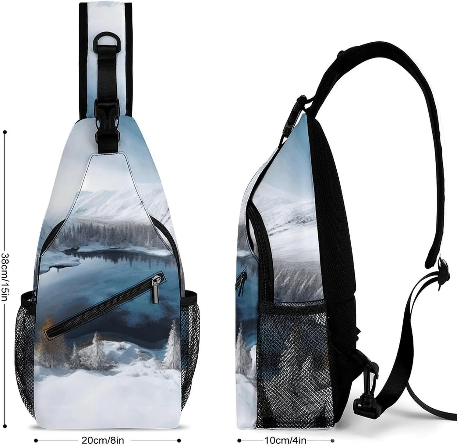 Small Crossbody Sling Backpack Winter Mountains Snow Scene Chest Bags for Traveling Chest Fashion Shoulder Bag
