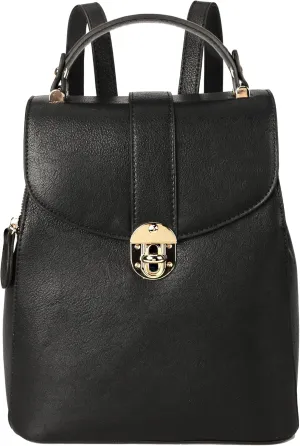 Small Leather Backpack Purse for Women - Women’s Fashion Backpack Handbags - Leather Back Pack Purse (Black)