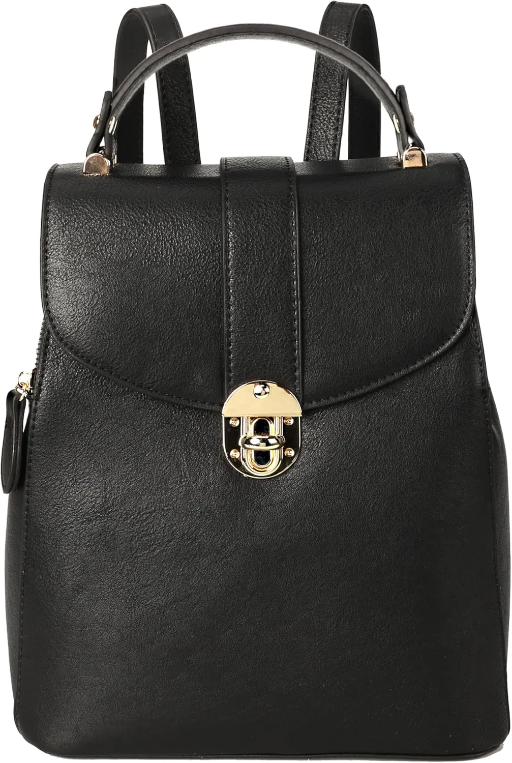 Small Leather Backpack Purse for Women - Women’s Fashion Backpack Handbags - Leather Back Pack Purse (Black)