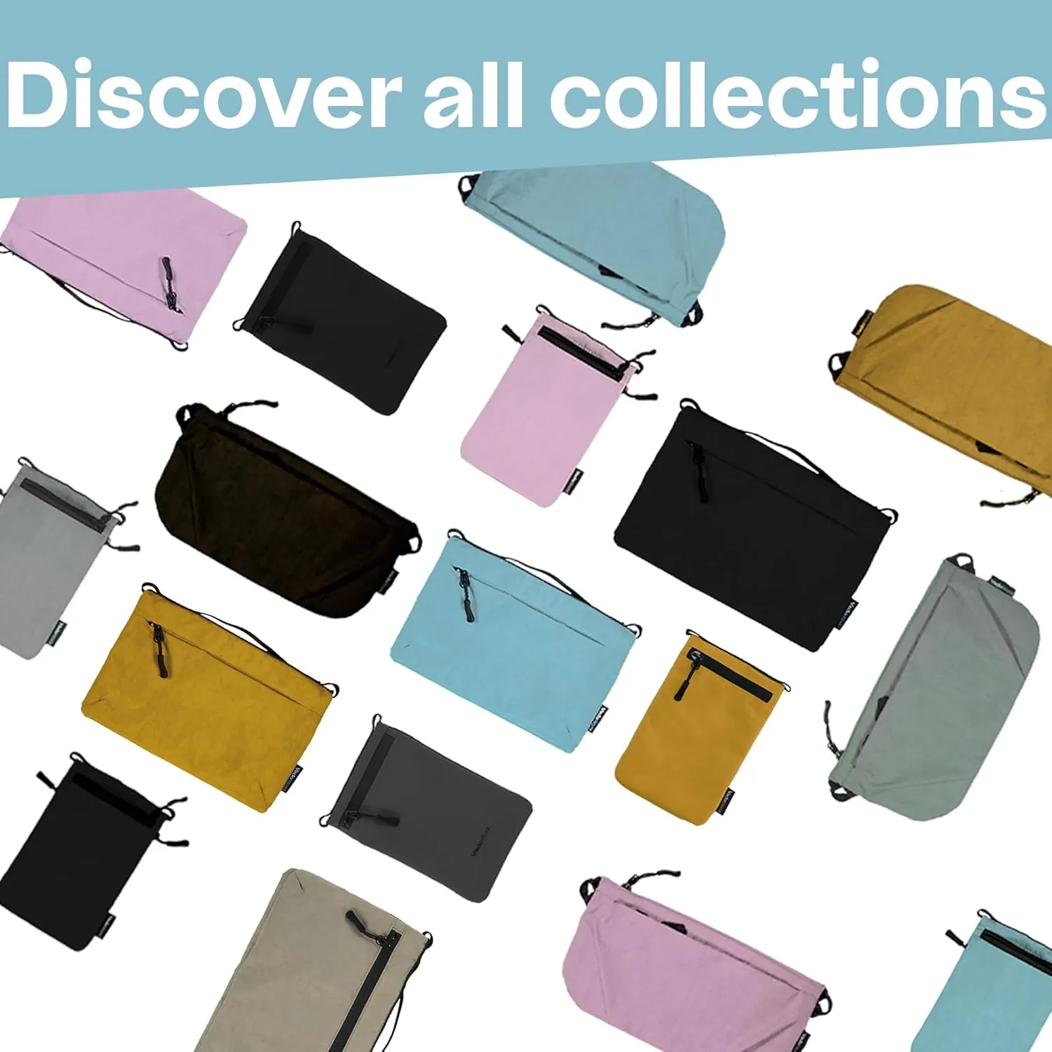 Small Nylon Crossbody Bags for Women Men, Foldable Lightweight Sacoche with Zippers Sling Bag with Adjustable Strap